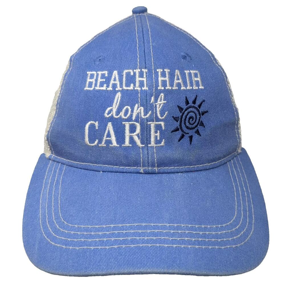 Triangle Trucker Hat Blue White OS Beach Hair Don't Care Embroidered Snapback